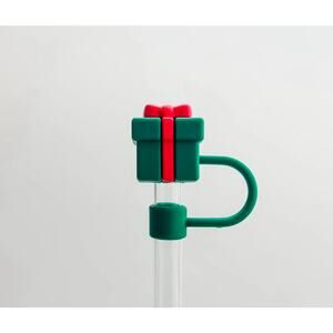 Green and Red Gift Box Straw Cover